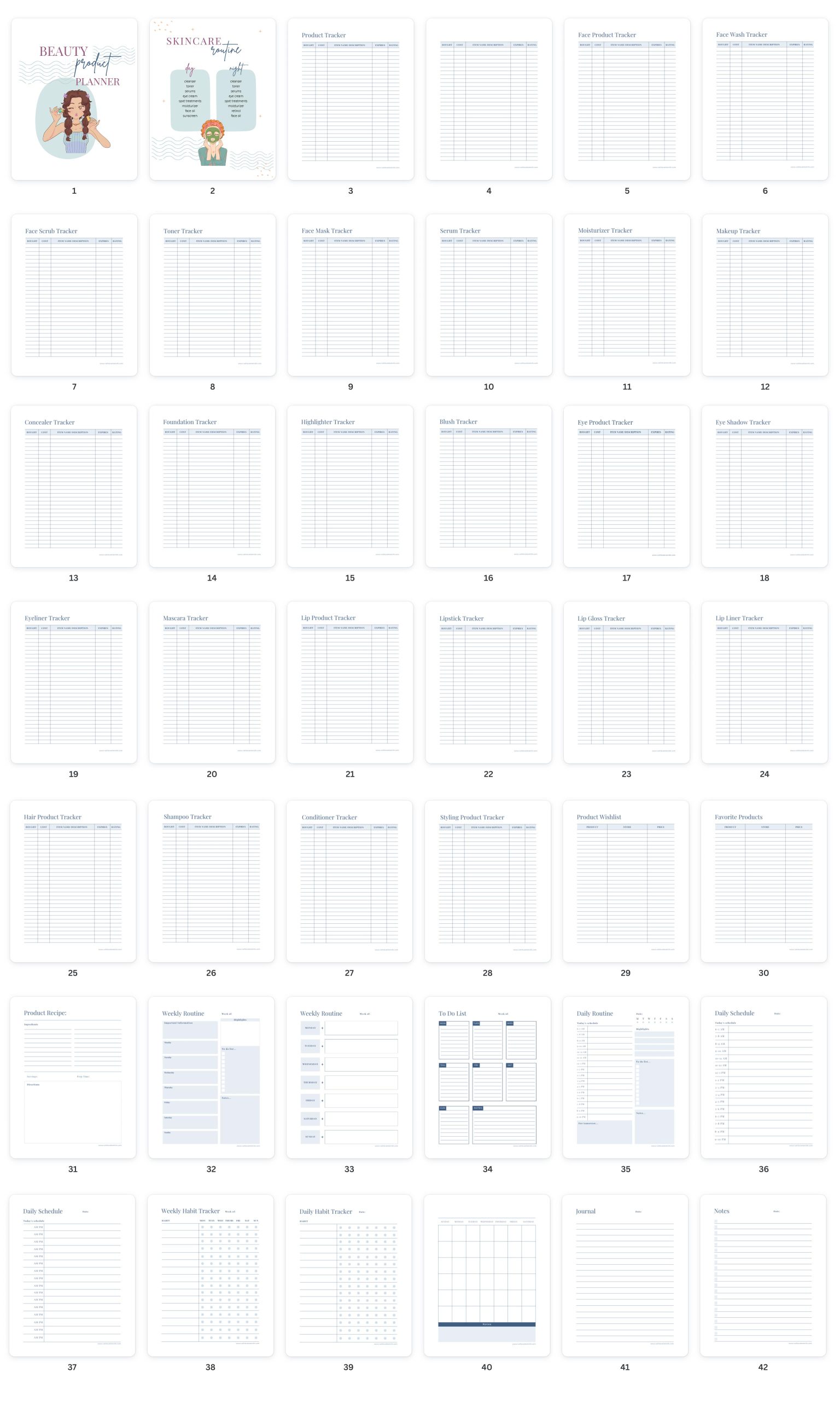 Beauty Product Planner