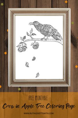 crow in apple tree free coloring page