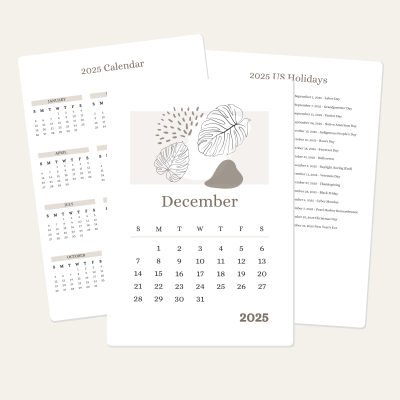 December Calendar Printable