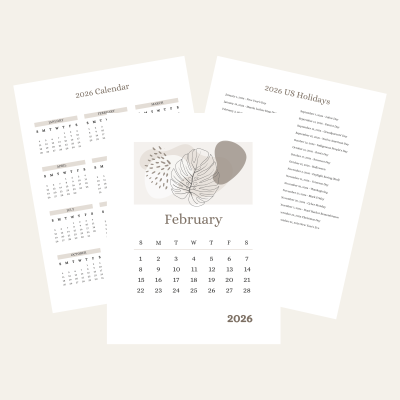 February Calendar Printable 2026