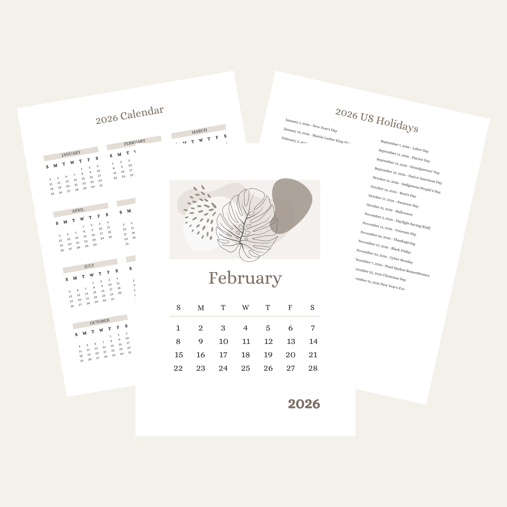 February Calendar Printable 2026