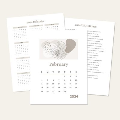 February Calendar Printable