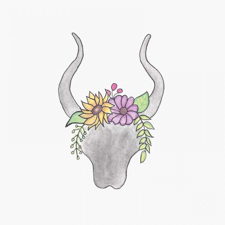 Floral Bull Printable Wall Art
