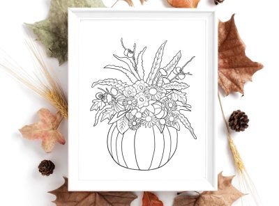 Floral Pumpkin Coloring Page
