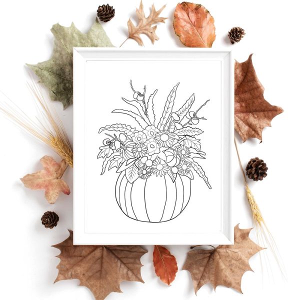 Floral Pumpkin Coloring Page