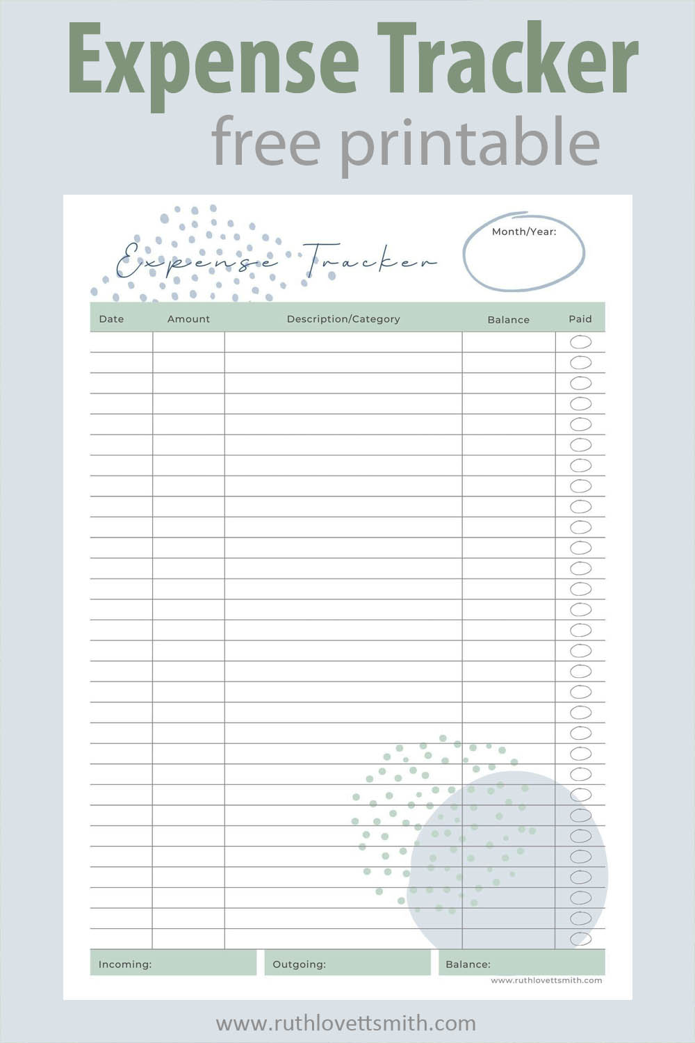 Free Expense Tracker Printable