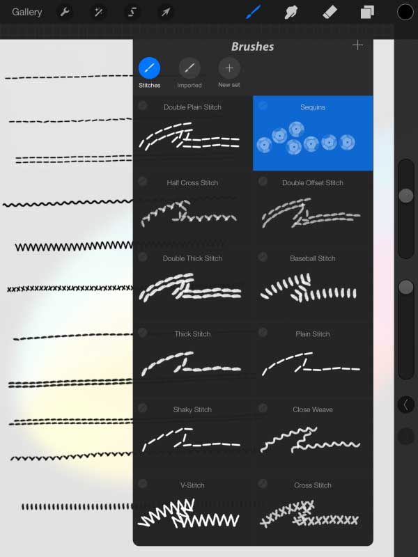 Free Procreate Stitches and Sequins Brushes