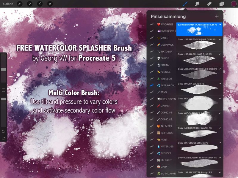 Free Procreate Watercolor Splash Brush