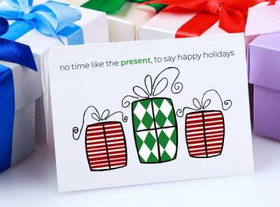 Printable Holiday Card Green + Red Christmas Theme