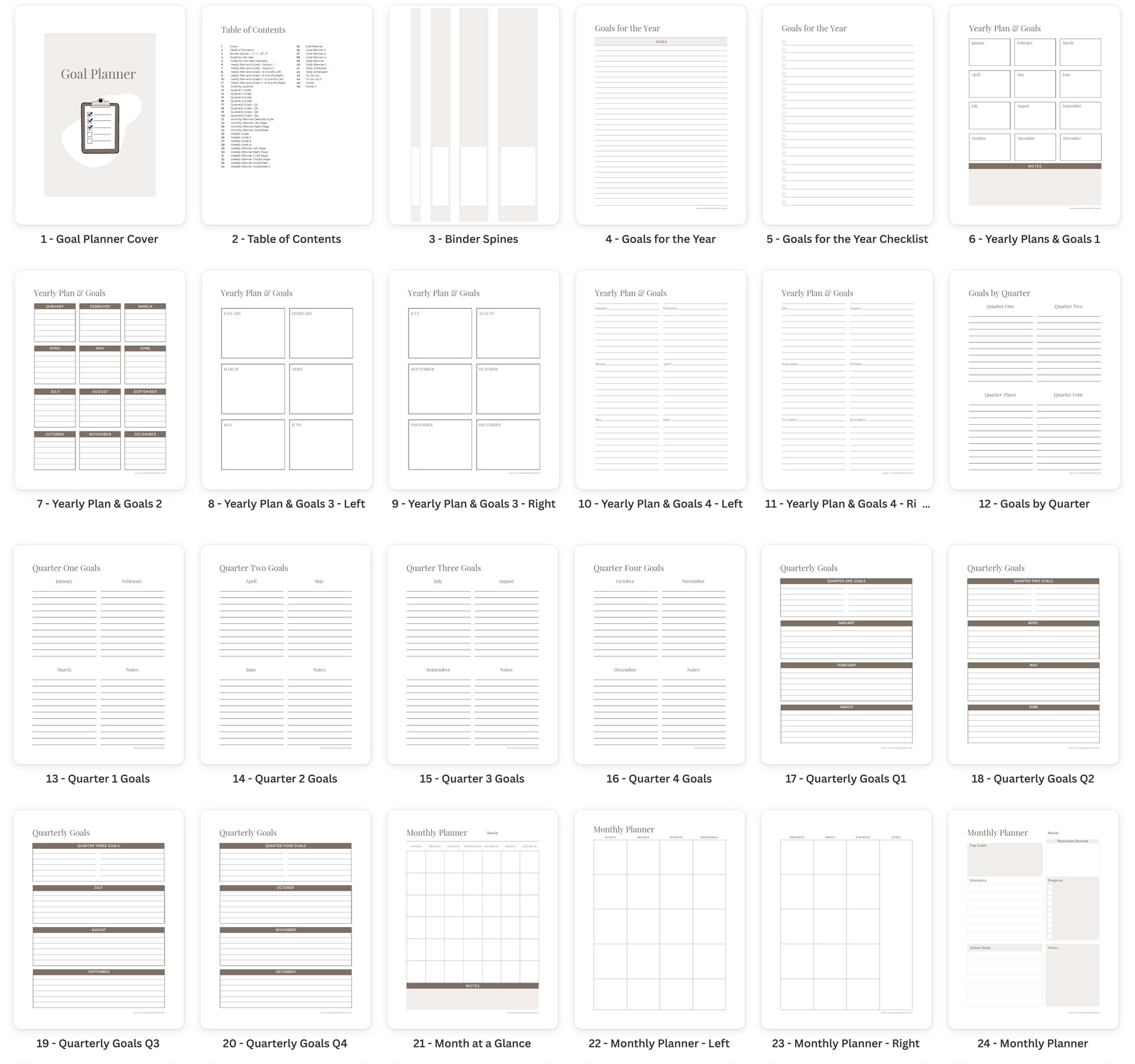 Goal Planner Template Pages