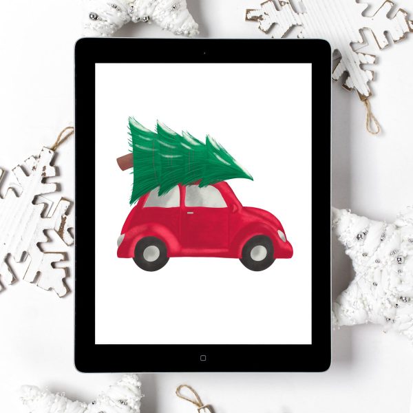 VW Bug Christmas Tree Wall Art