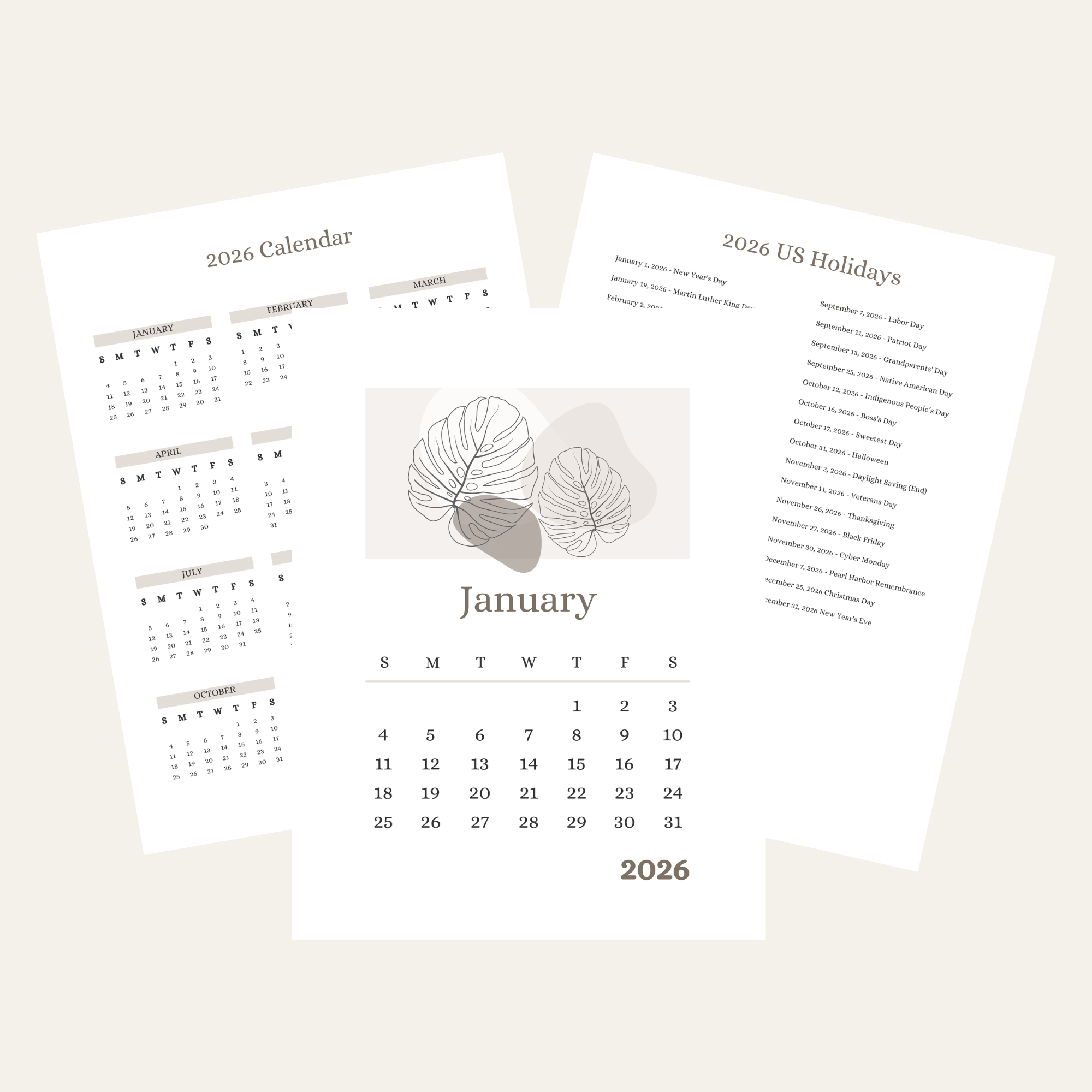 January Printable Calendar Product Image