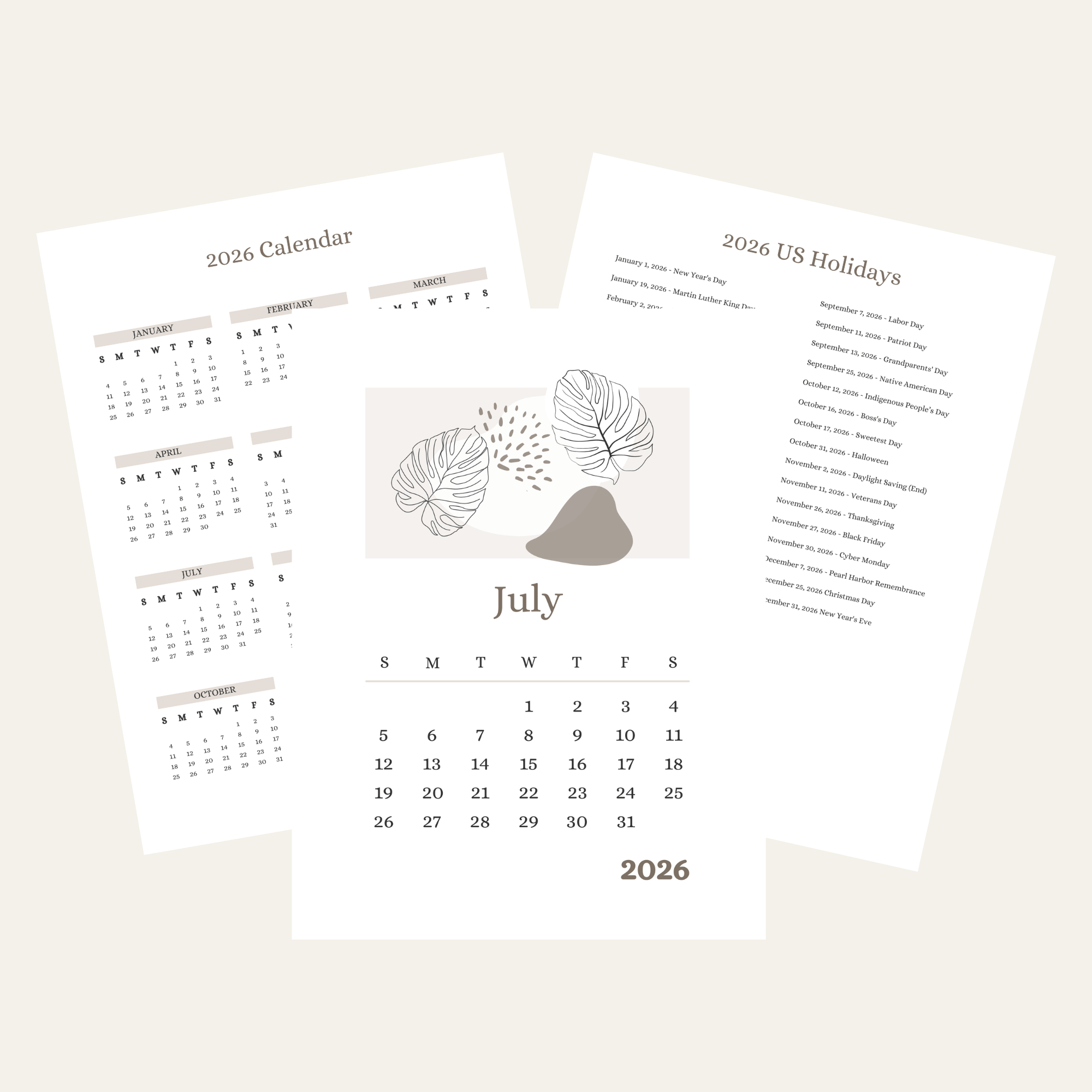 July Printable Calendar Product Image