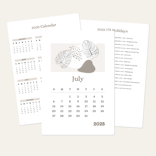 July Calendar Printable 2025