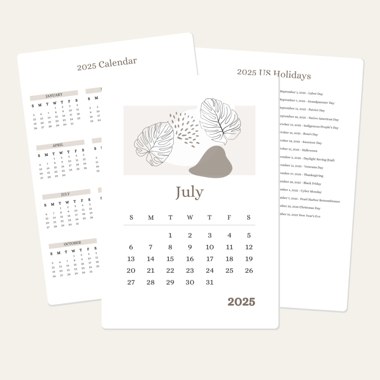 July Calendar Printable 2025
