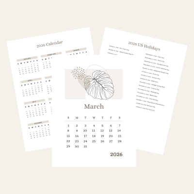 March 2026 Printable Calendar Product Image