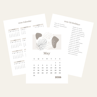 May 2026 Printable Calendar Product Image