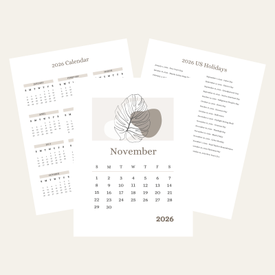 November Printable Calendar Product Image
