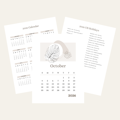 October Printable Calendar Product Image