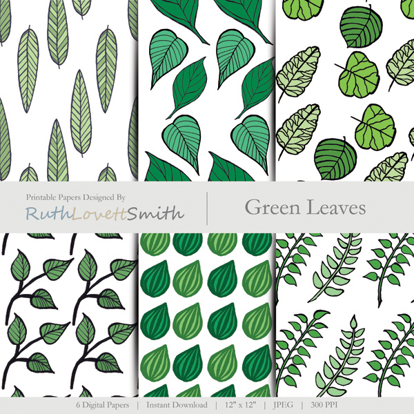 Stilk Rosefarve Forsømme Green Leaves Digital Paper