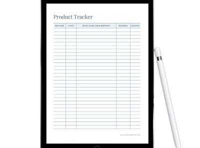 Printable Product Tracker