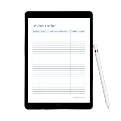 Printable Product Tracker