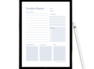 Printable Vacation Planner