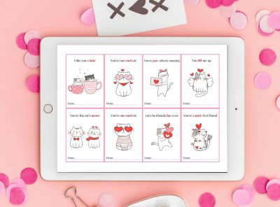 Printable Valentines Cats
