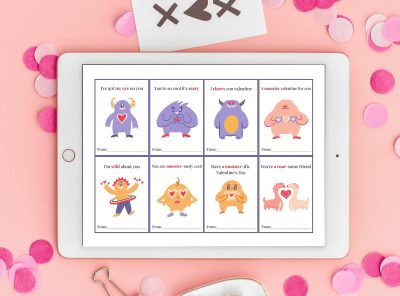 Printable Valentines Monsters