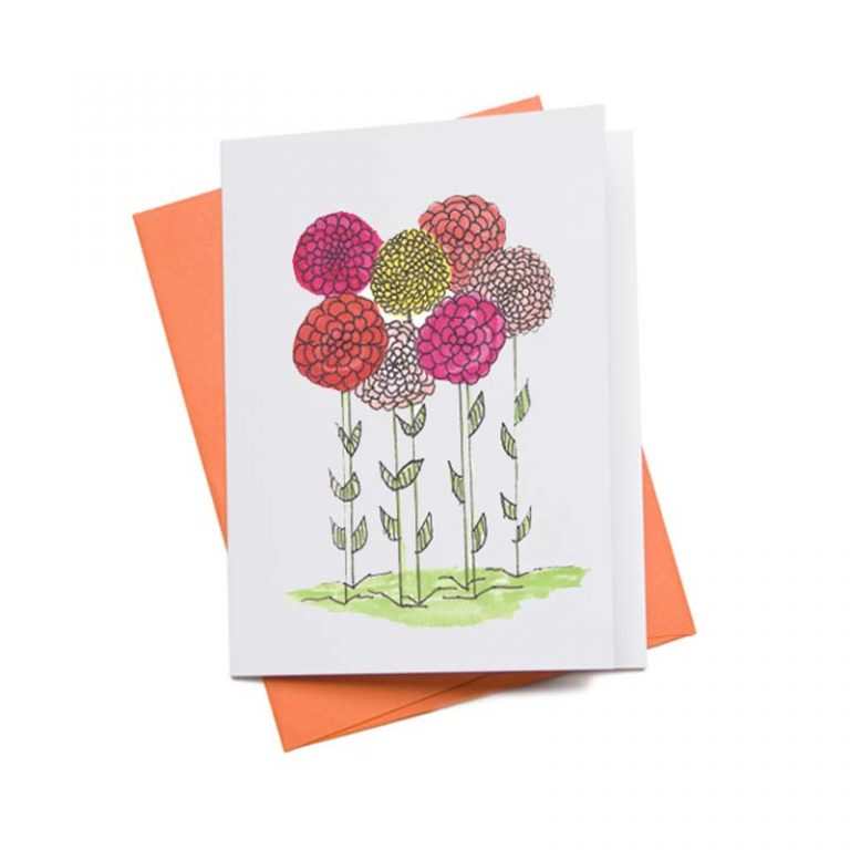 Free Printable Zinnia Floral Greeting Card