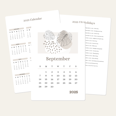 September Calendar Printable 2025
