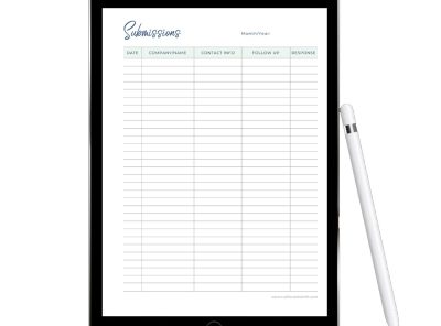 Submissions Tracker Printable