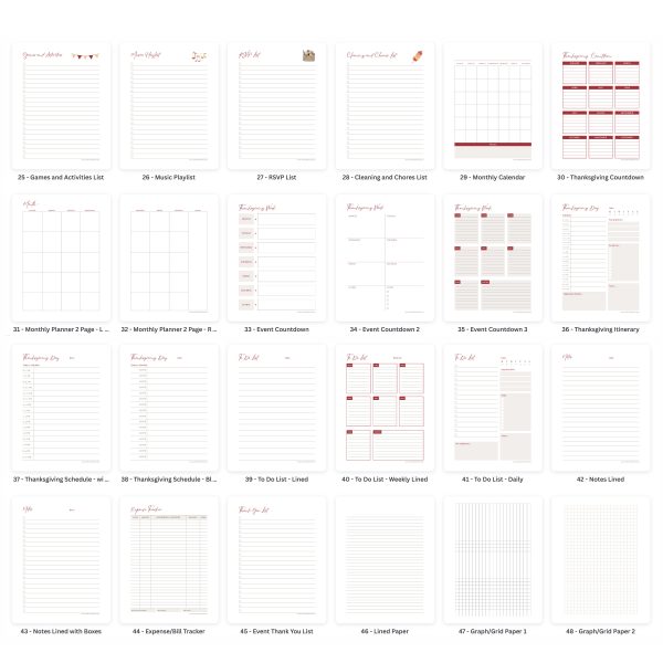 Thanksgiving Planner Layout