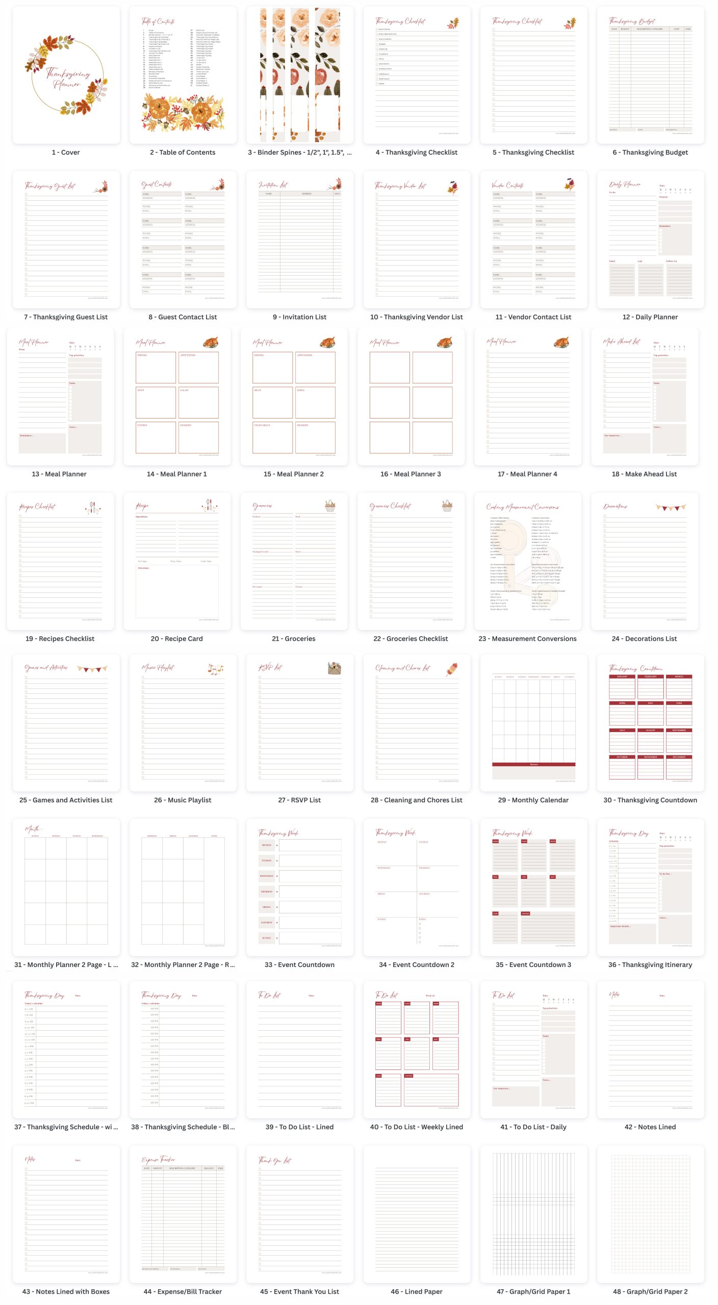 Thanksgiving Planner Template