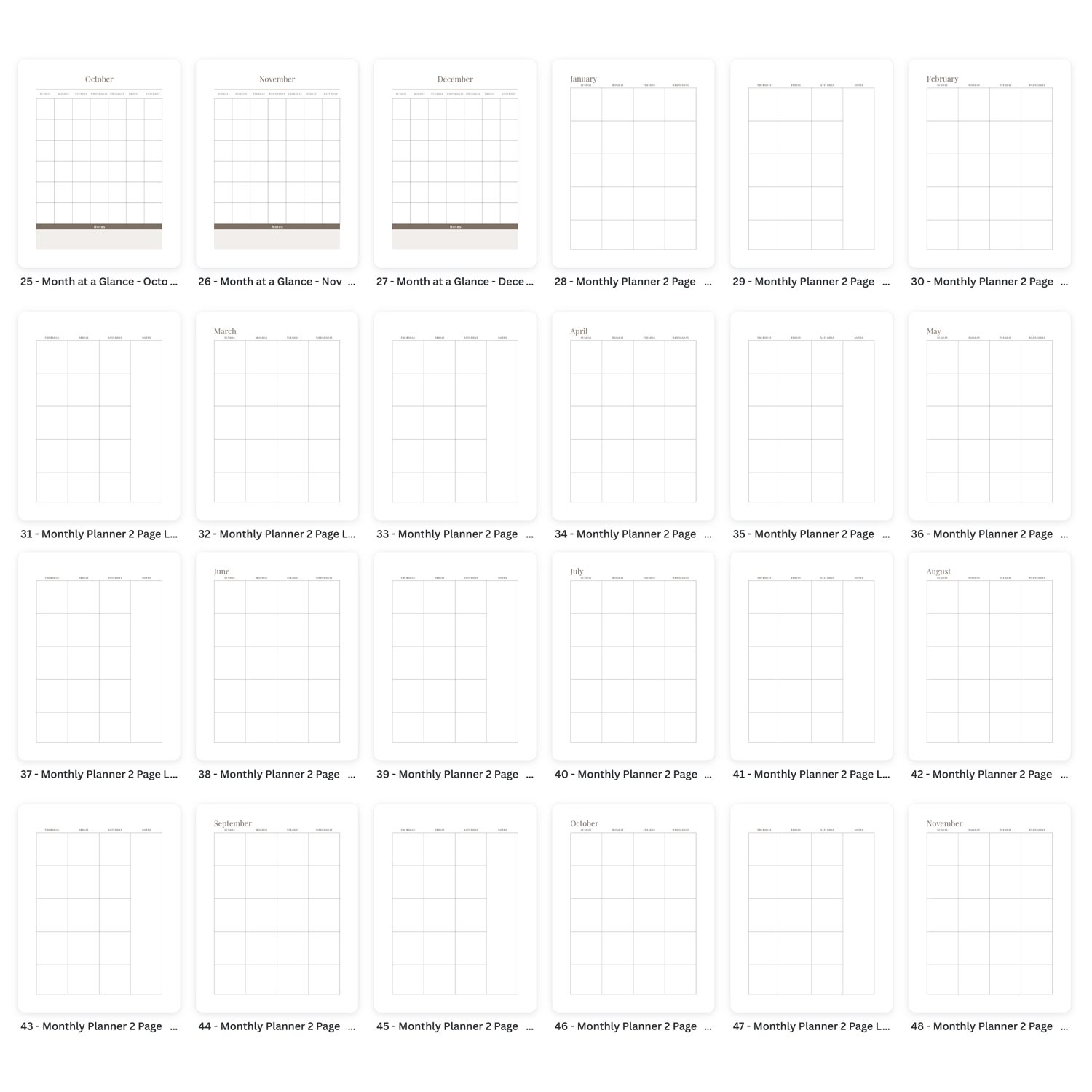 Undated Planner Template PLR2