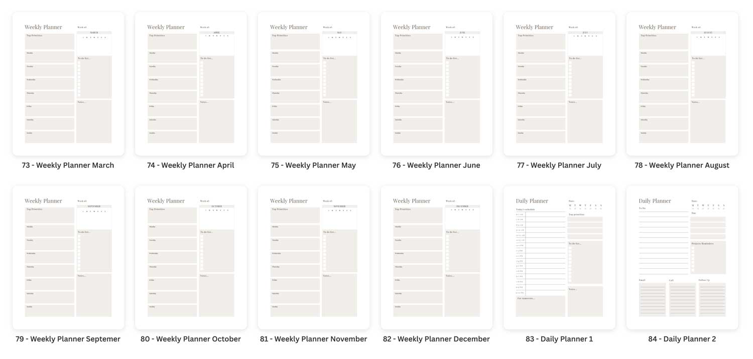 Undated Planner Canva Template PLR4