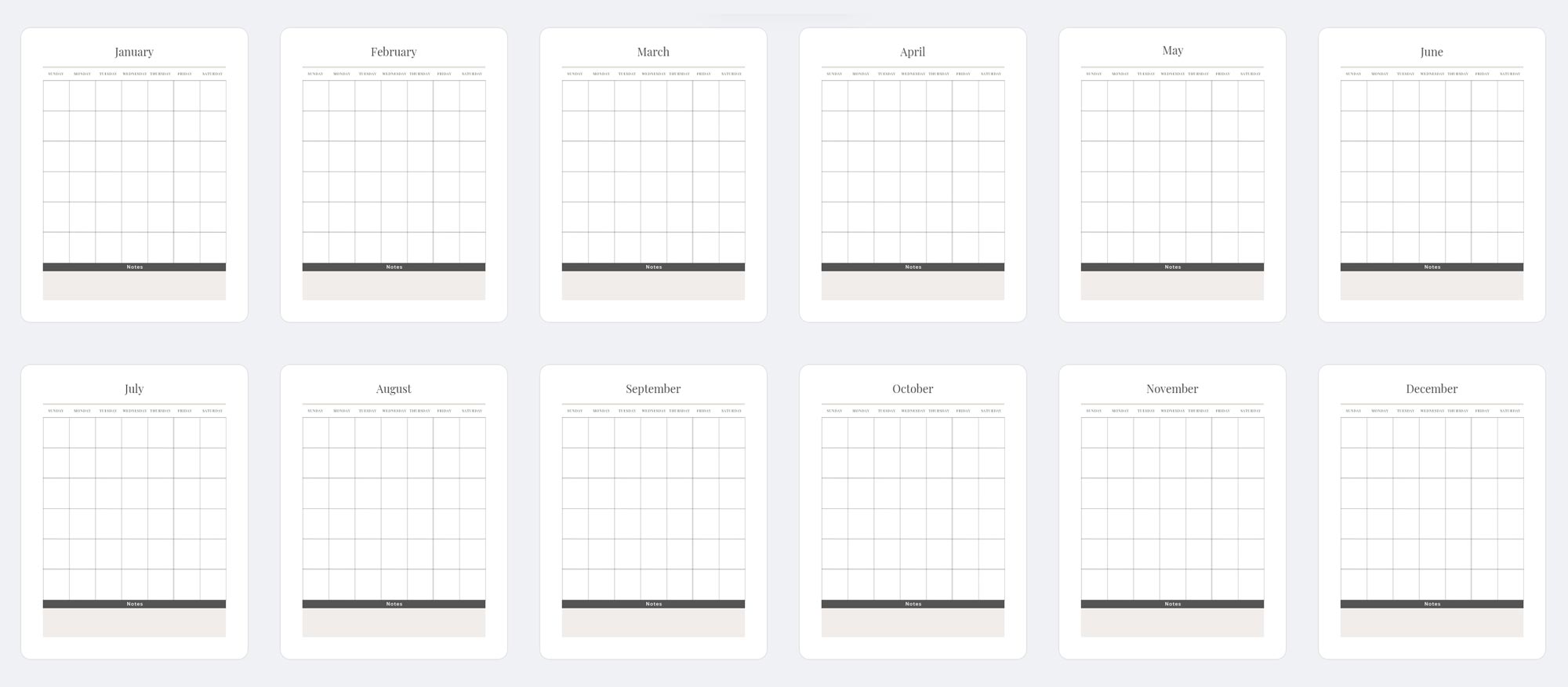 Undated Calendar Planner Pages Template