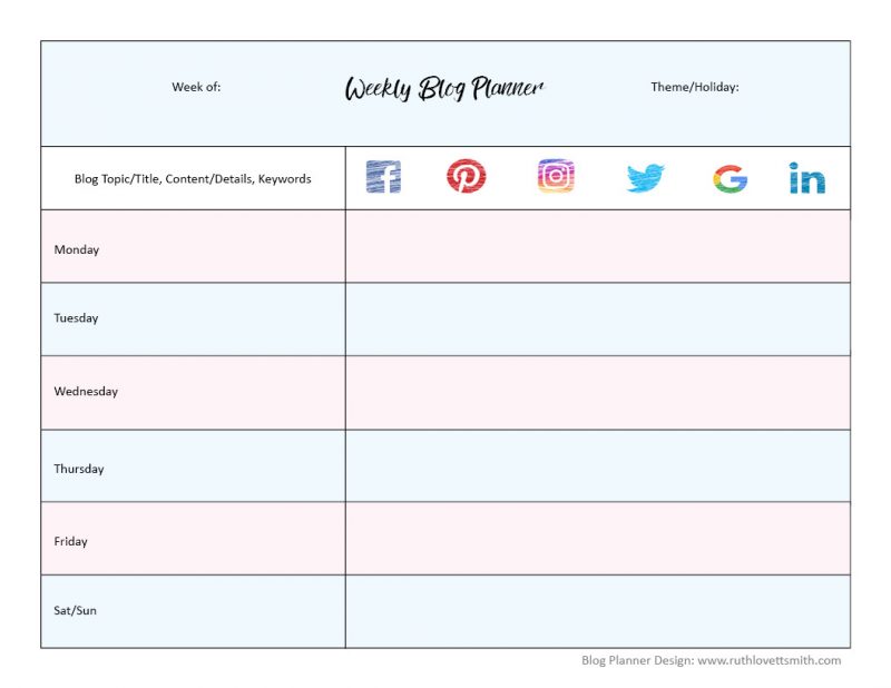 Weekly Blog Planner